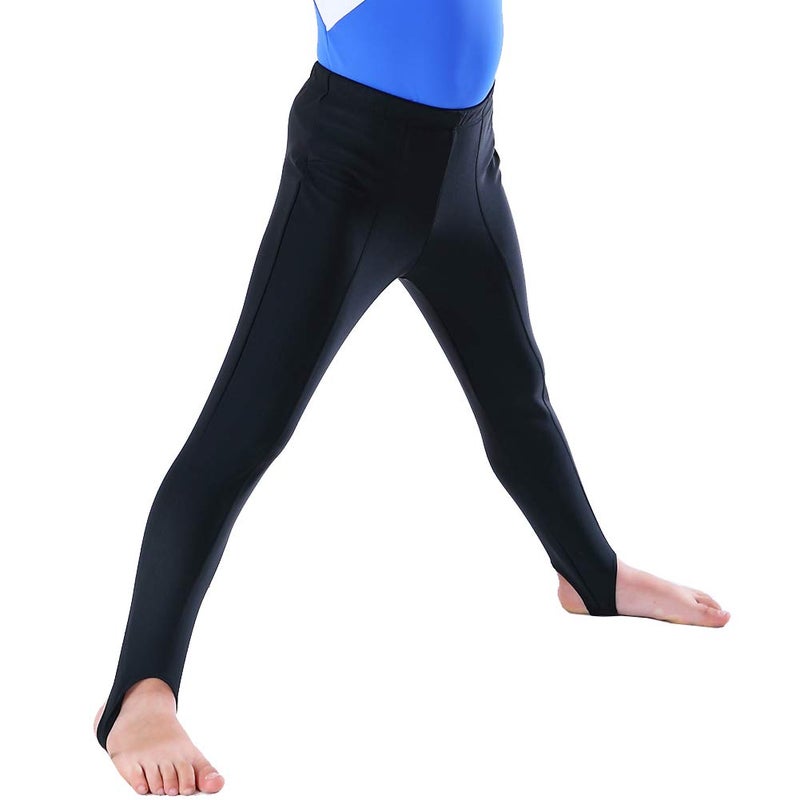 NEW DANCE Mens and Boys Gymnastics Pants Leotard Youth Ballet Tights Stirrup Pants for Dance Yoga Practice Athletic Black - Image 1